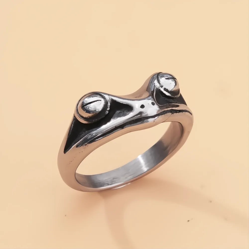 Stainless Steel Punk Hip Hop Frog Ring Korean Style Couple Gift for Men Women
