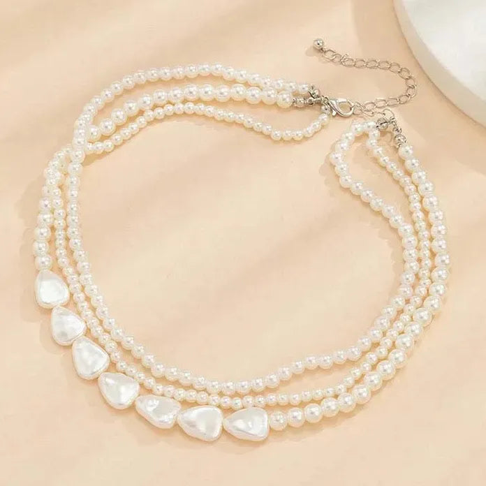 Vintage White Imitation Pearl Multilayer Choker Necklace Women Wedding Jewelry