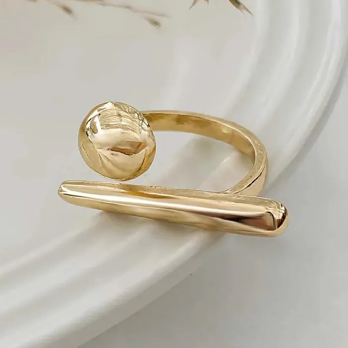 Adjustable Geometric Ball Open Ring Punk Couple Jewelry Fashion Accessory