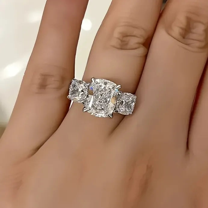 Geometric Cubic Zirconia Wedding Ring for Women Bridal Luxury Jewelry