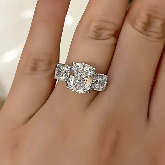 Geometric Cubic Zirconia Bridal Wedding Ring for Women Luxury Jewelry