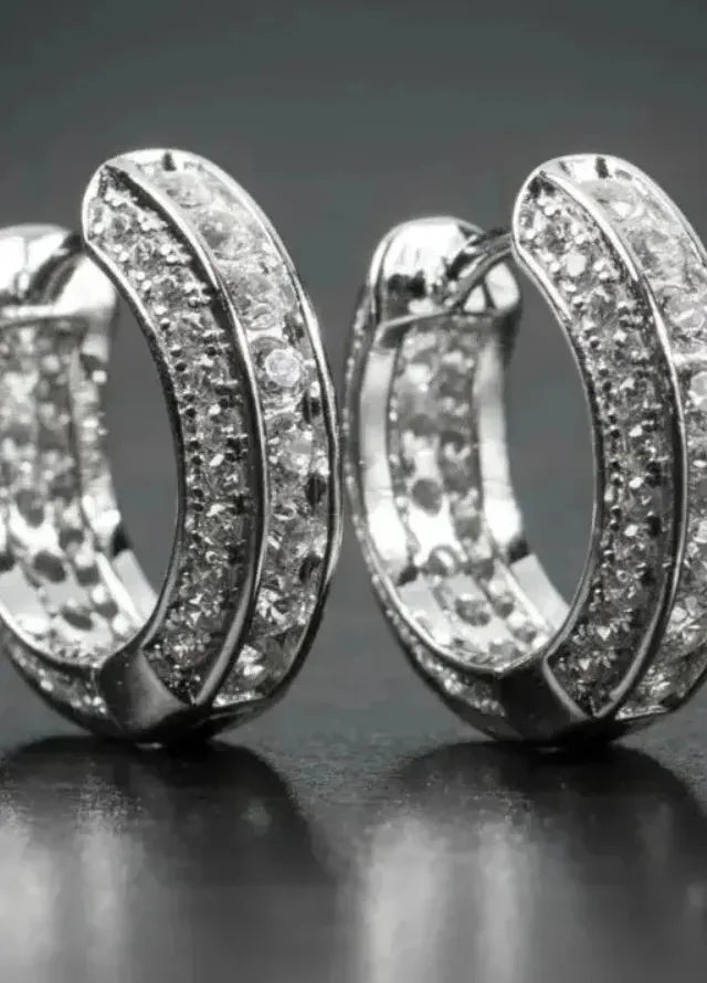 Luxury Cubic Zirconia Gold Hoop Earrings for Women Crystal Party Jewelry