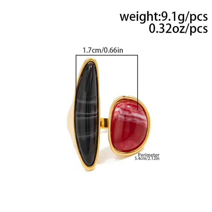 Adjustable Red Zircon Heart Ring for Women Vintage Punk Y2K Jewelry Gift