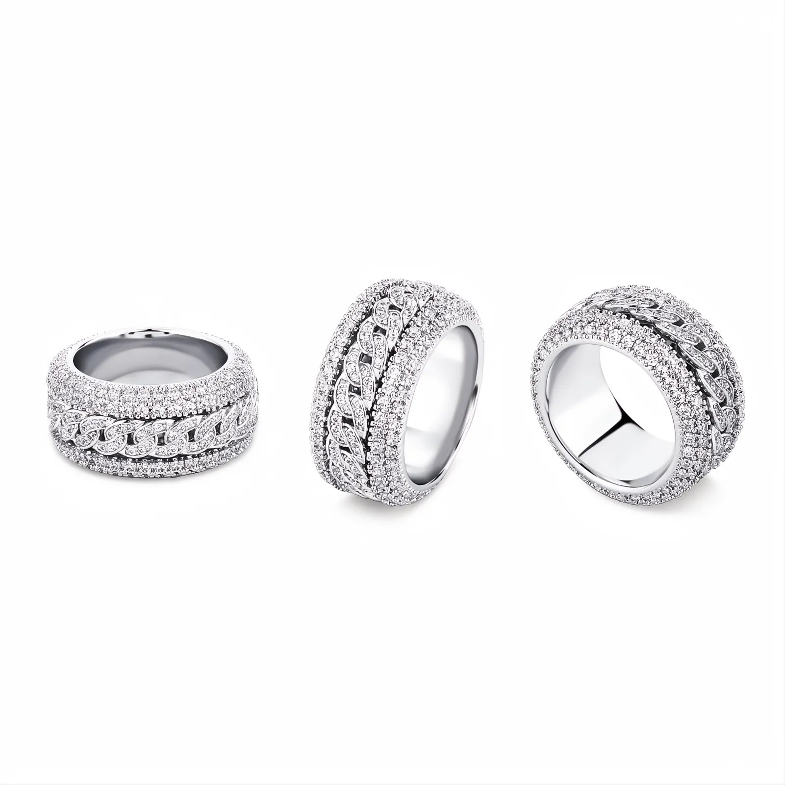 Iced Out Cuban Link Ring – Micro Pave CZ Hip Hop Bling Ring for Men Women