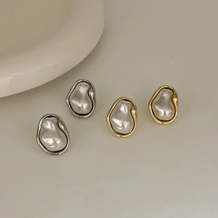 Geometric Irregular Pearl Zinc Alloy Earrings Women 2026 Minimalist Gift