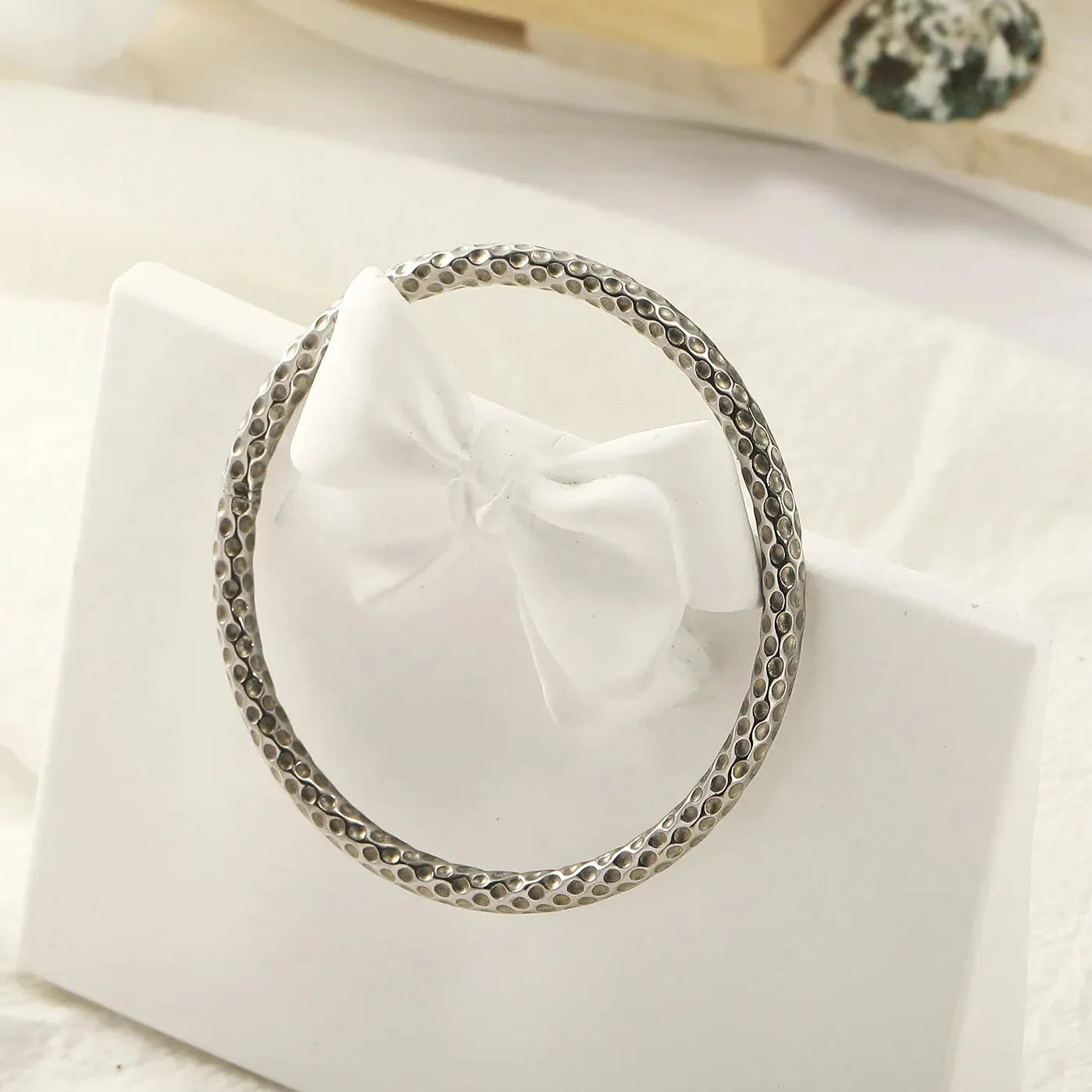 Punk Lava Textured Stainless Steel Bangle for Women Waterproof Vintage Jewelry Twist