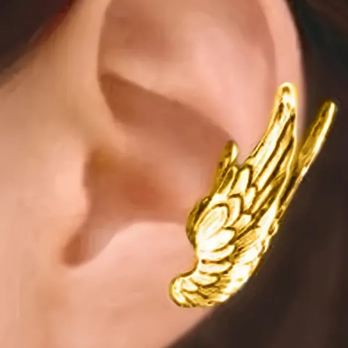 Geometric Wing Clip-On Earrings for Women Non-Piercing Brass Cuffs