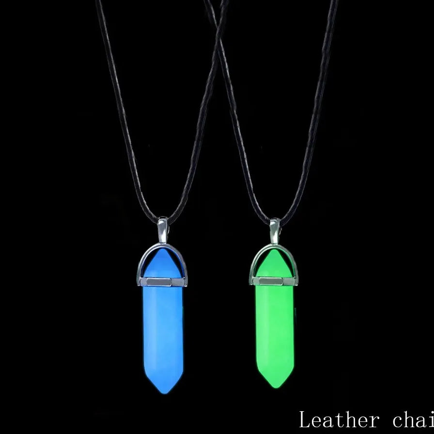 2Pcs Luminous Hexagonal Heart Pendant Couple Magnetic Zinc Alloy Necklace Gift