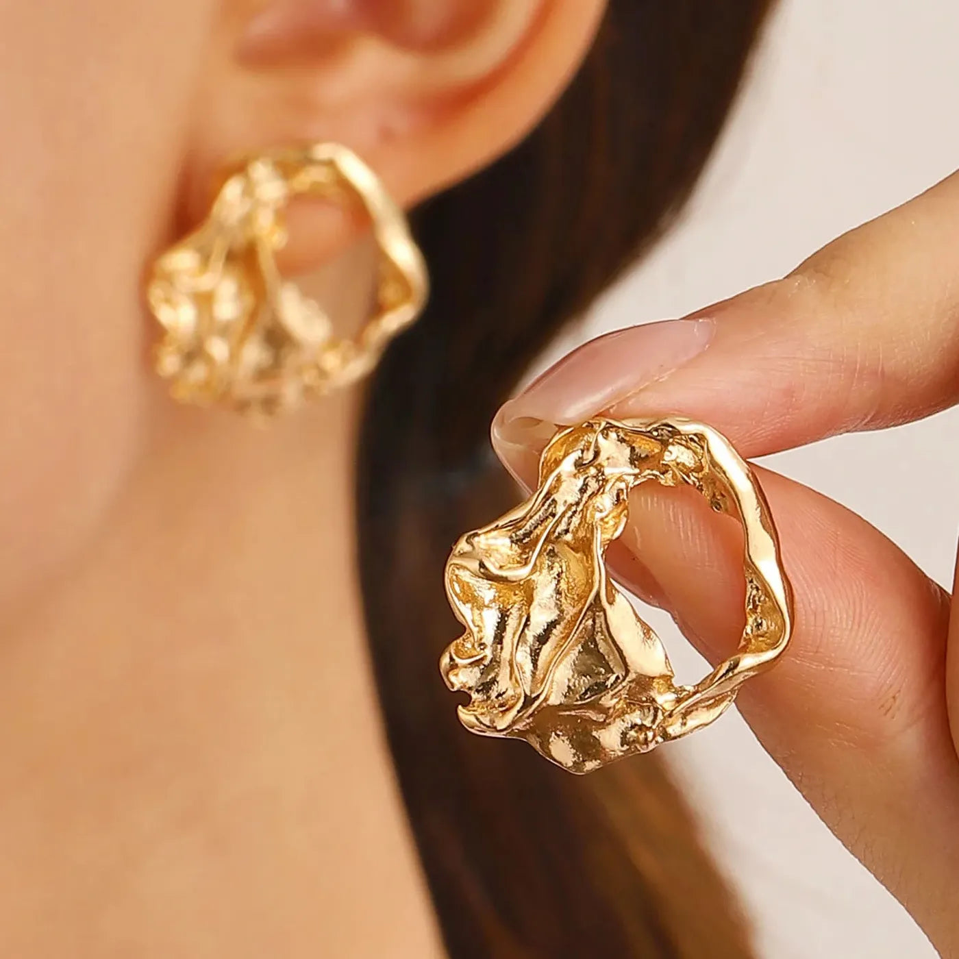Large Geometric Zinc Alloy Stud Earrings Women Punk Statement Jewelry