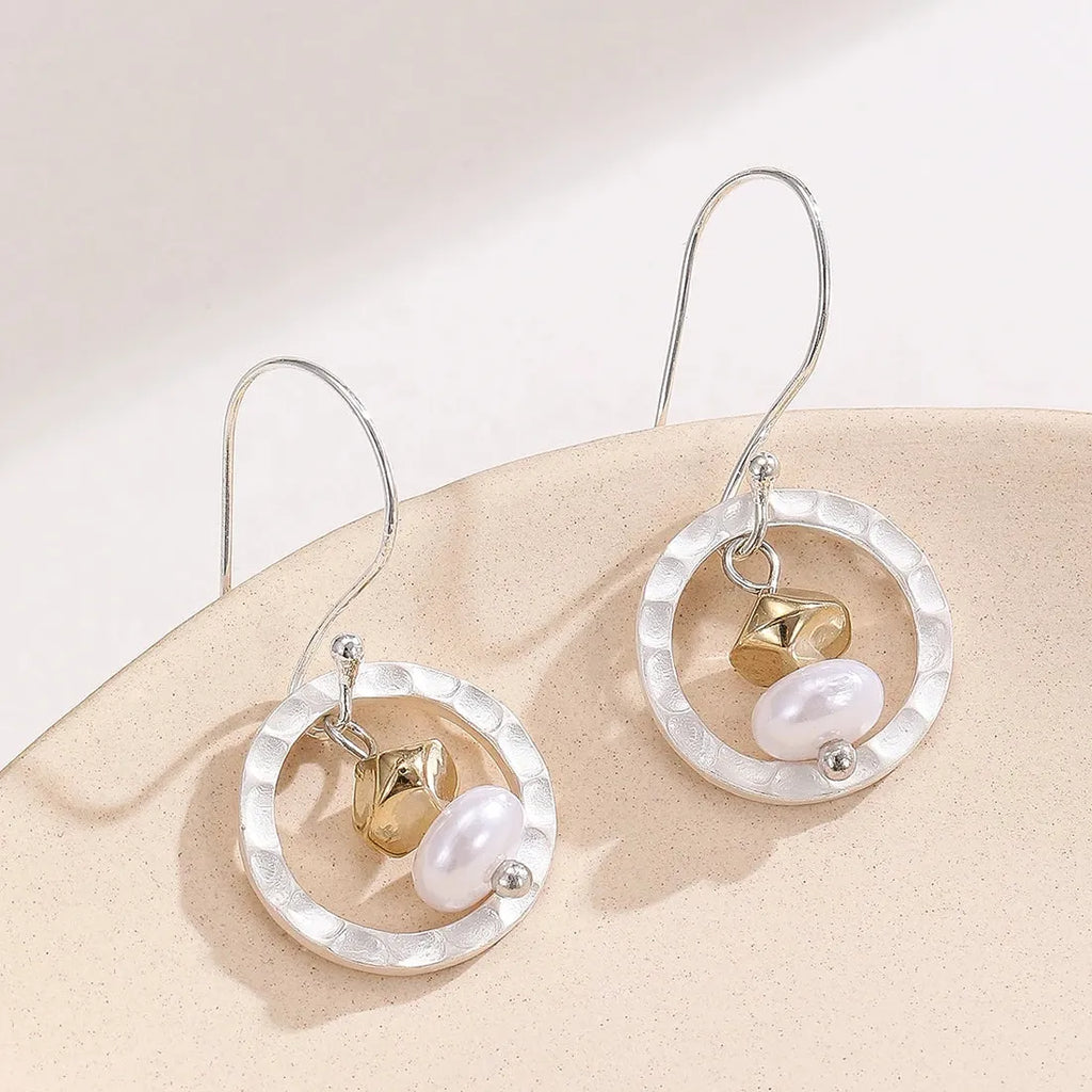Retro Women's Hollow Circular Pendant Silver Zinc Alloy Earrings Wedding Jewelry Gifts