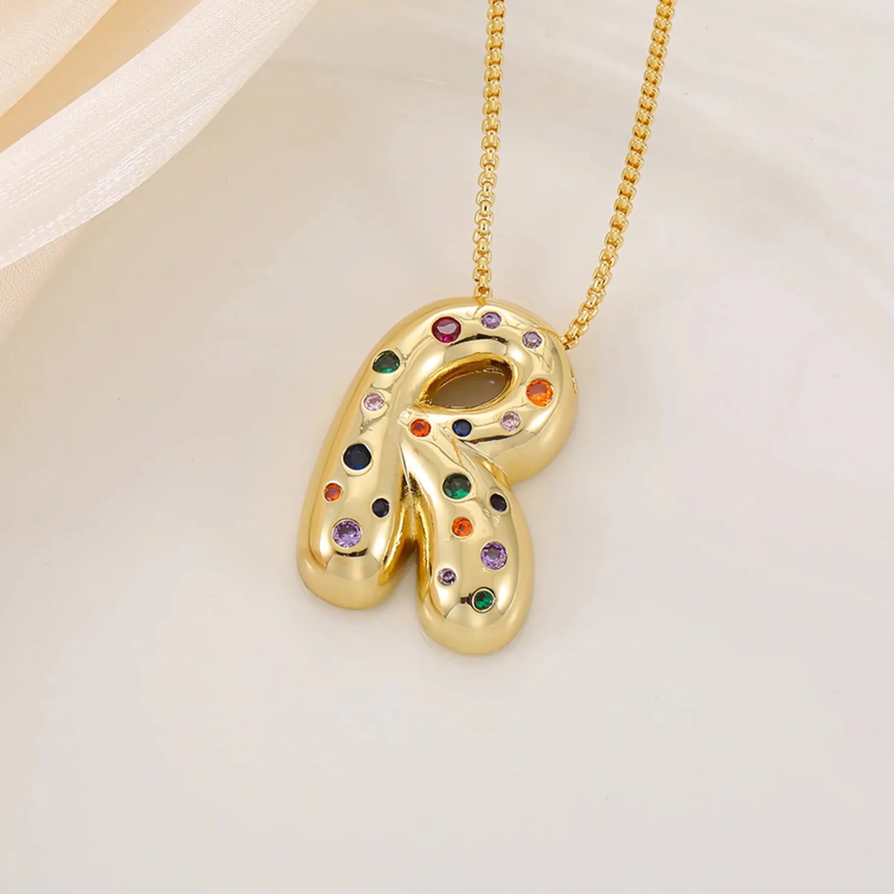 18K Gold Plated A-Z Letter Pendant Necklace for Women Gift Cubic Zirconia