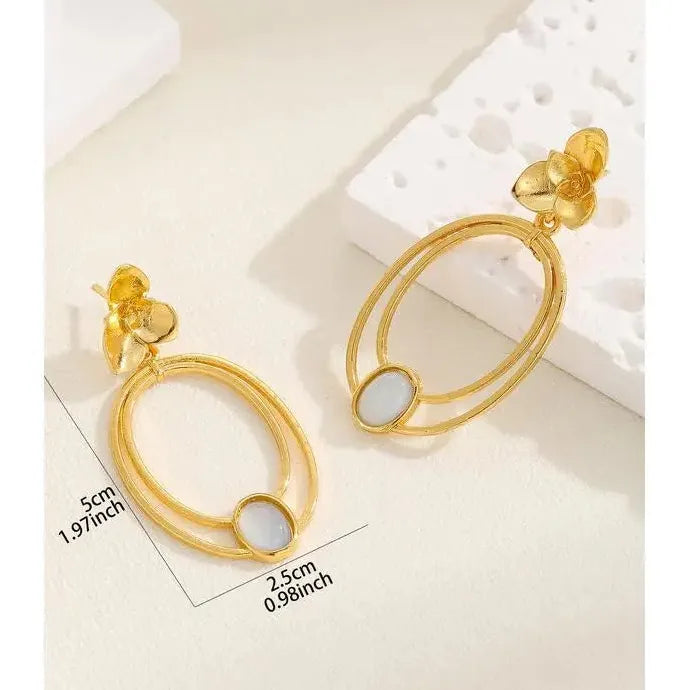 Gold Silver Plated Geometric Big Round Clip Earrings No Pierced Zinc Alloy