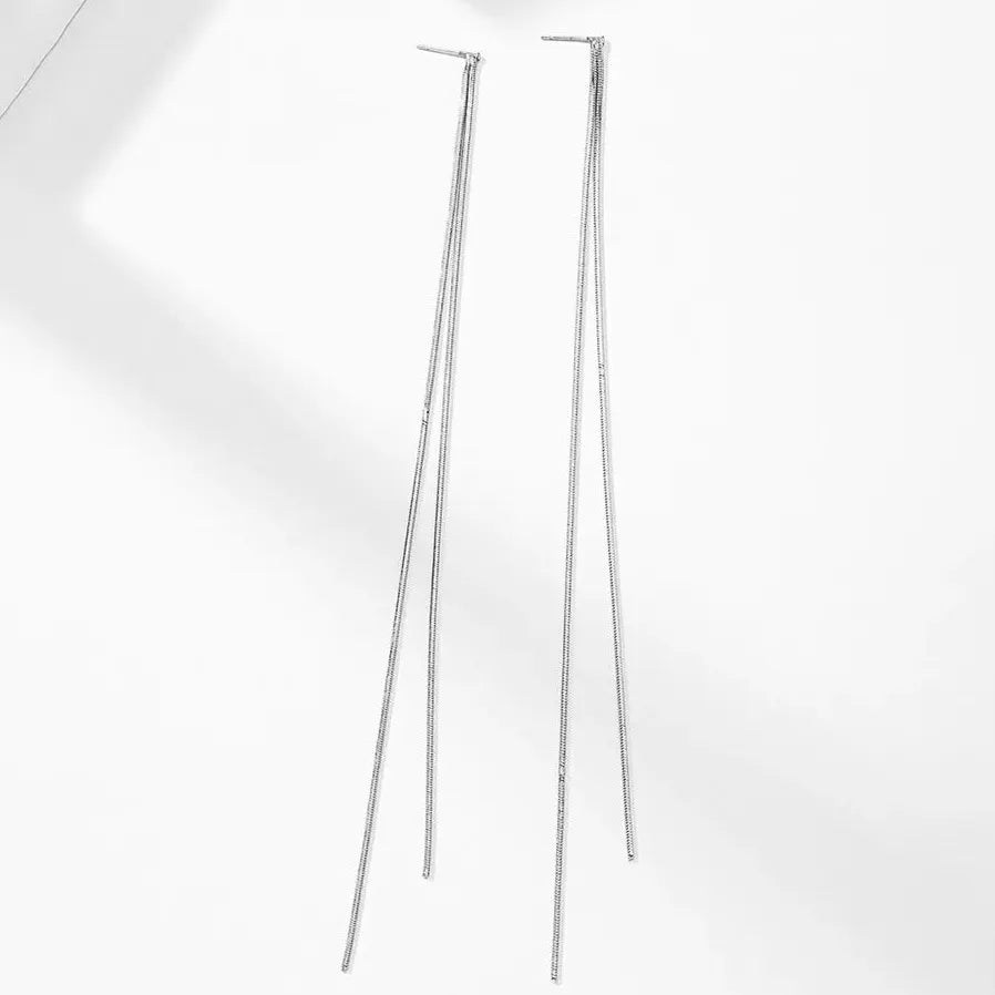 Minimalism Stainless Steel Geometric Tassel Drop Earrings for Women Gold Jewelry