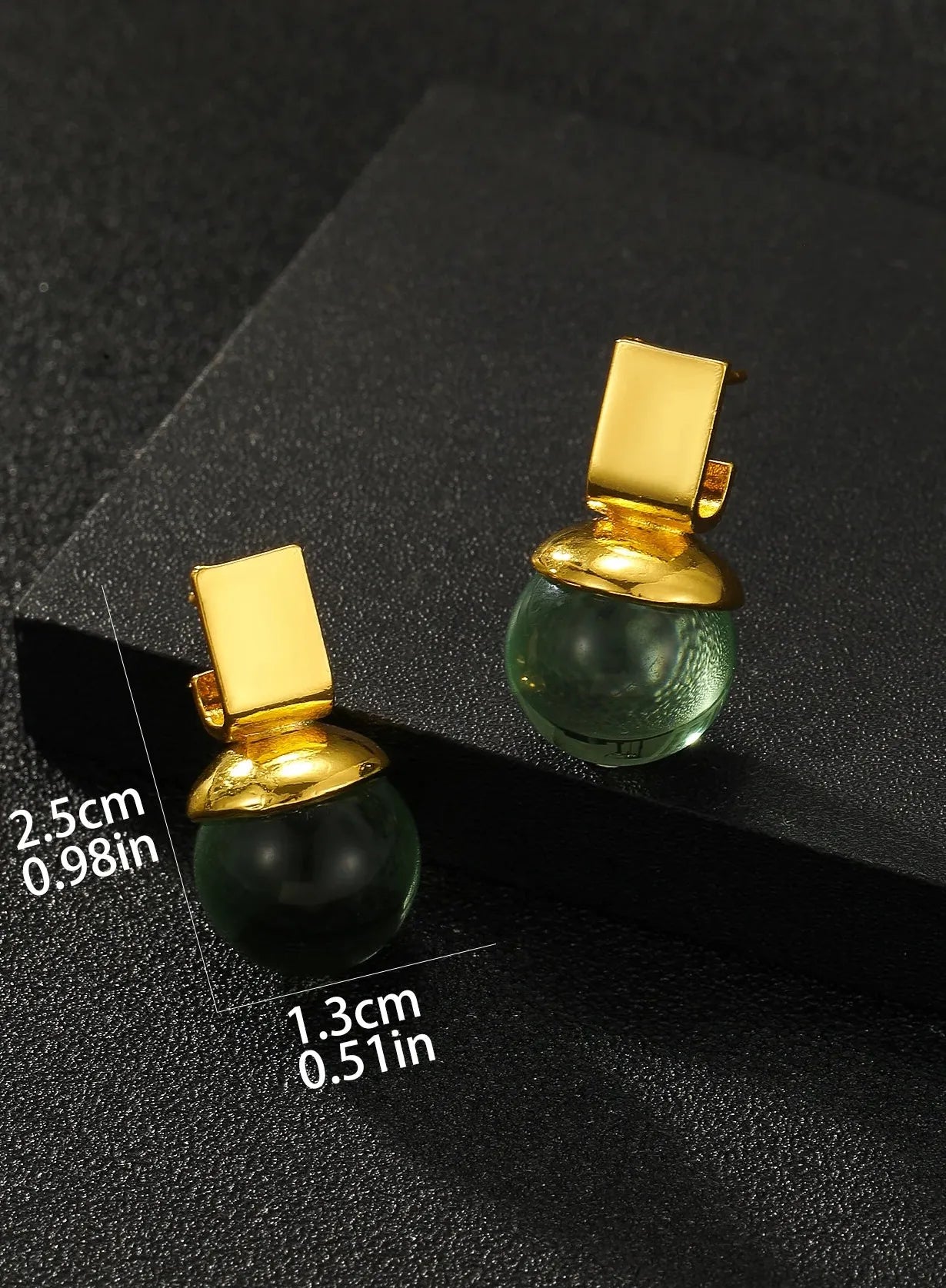 Vintage Green Crystal Round Dangle Earrings Resin Zinc Alloy Boho Jewelry for Women