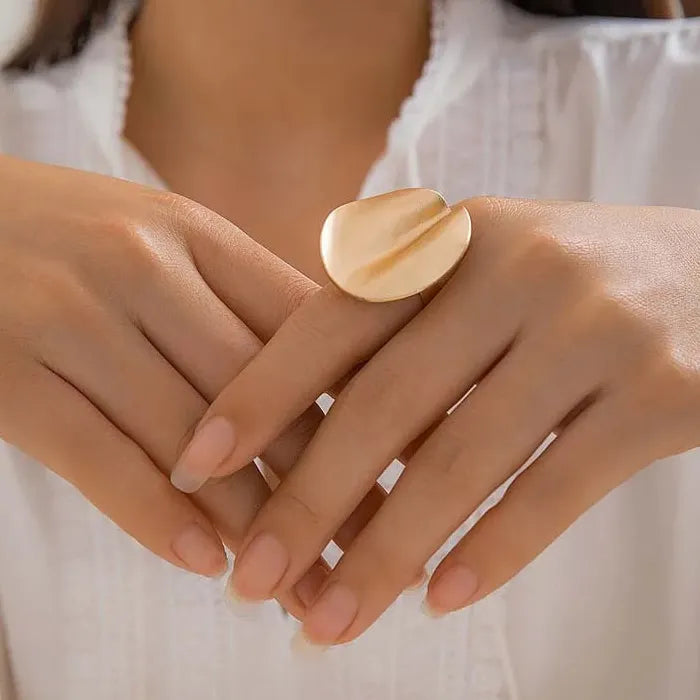 Gold Irregular Fold Leaf Texture Fashion Rings for Women Stylish Jewelry
