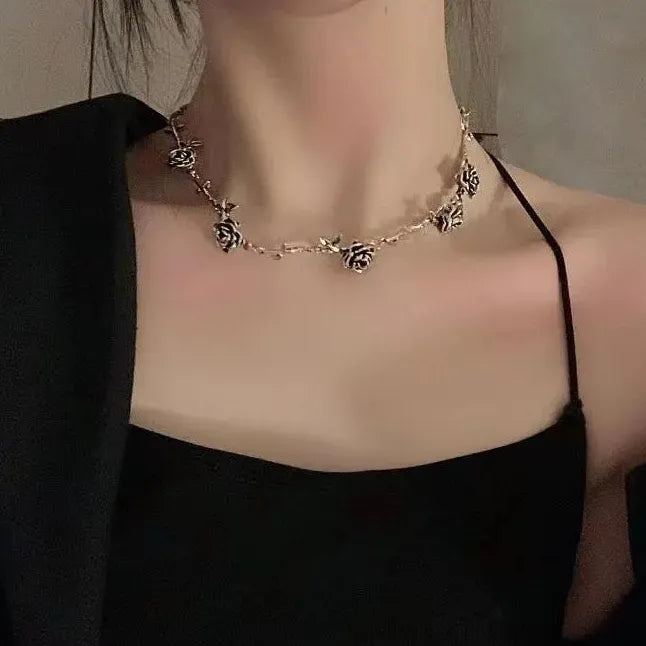 Punk Double Layer Cross Necklace for Women Men Halloween Charm Jewelry