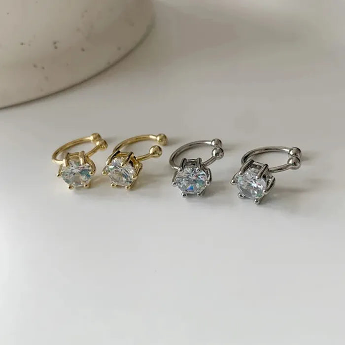 2026 Zircon Geometric Clip Earrings for Women Zinc Alloy No Piercing