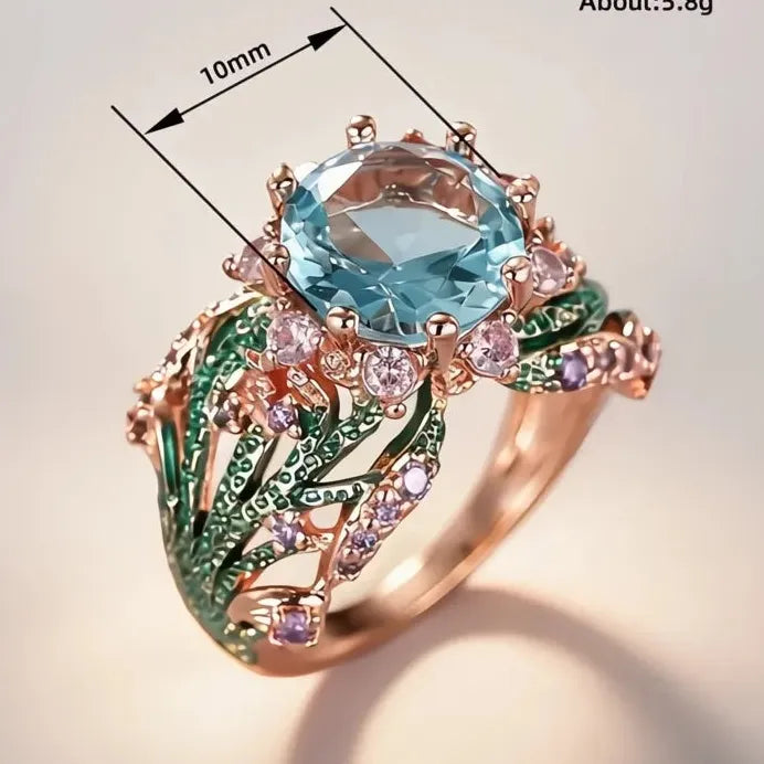 Plant-Inspired Engagement Ring with Sparkling Cubic Zirconia Gift