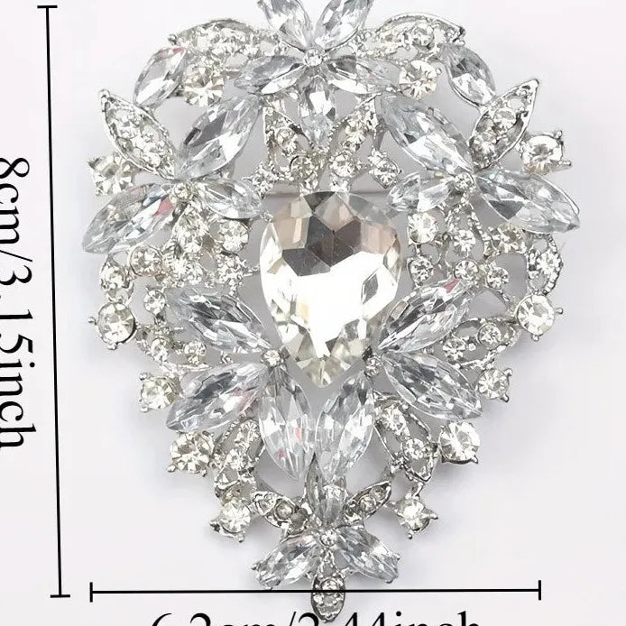 Classic Rhinestone Skeleton Flower Brooch Women’s Coat Pin Elegant Style