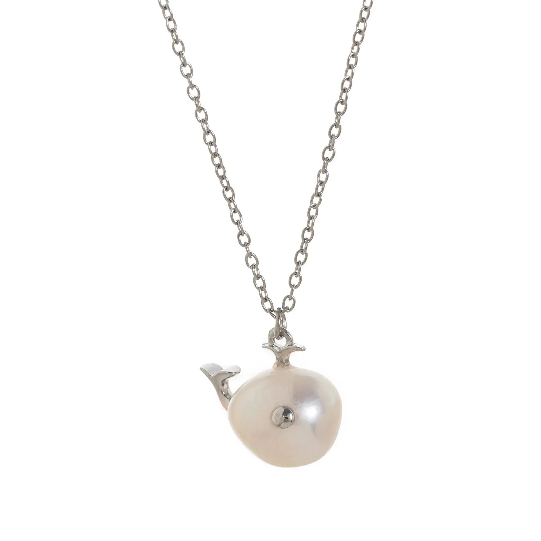 18k Gold Plated Whale Pendant Necklace Stainless Steel Pearl Wedding Gift 2026