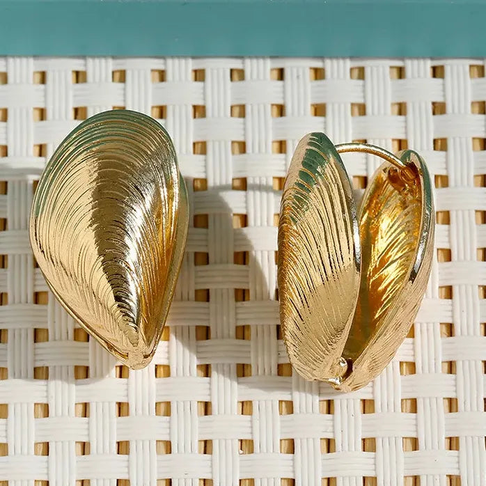 2024 Vintage Geometric Shell Earrings for Women Copper Metal Fashion Jewelry