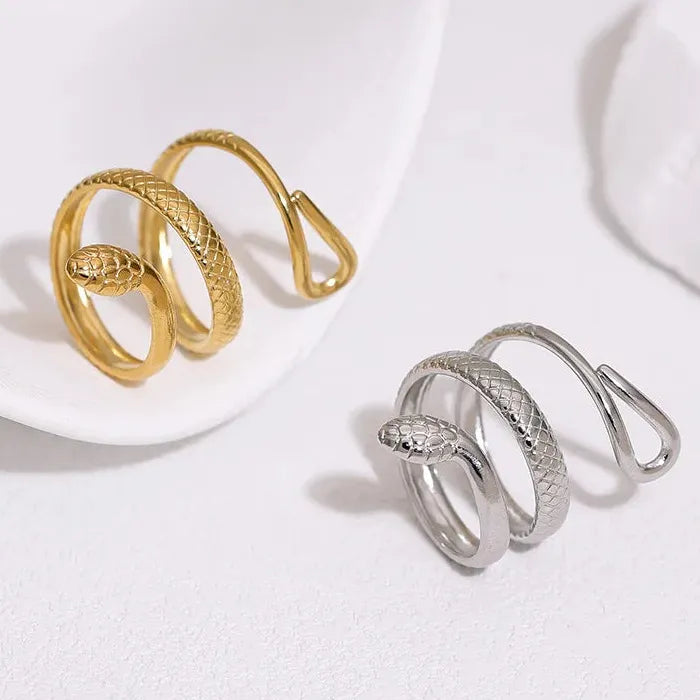 Adjustable Stainless Steel Snake Ring Hip-Hop Rock Waterproof Jewelry
