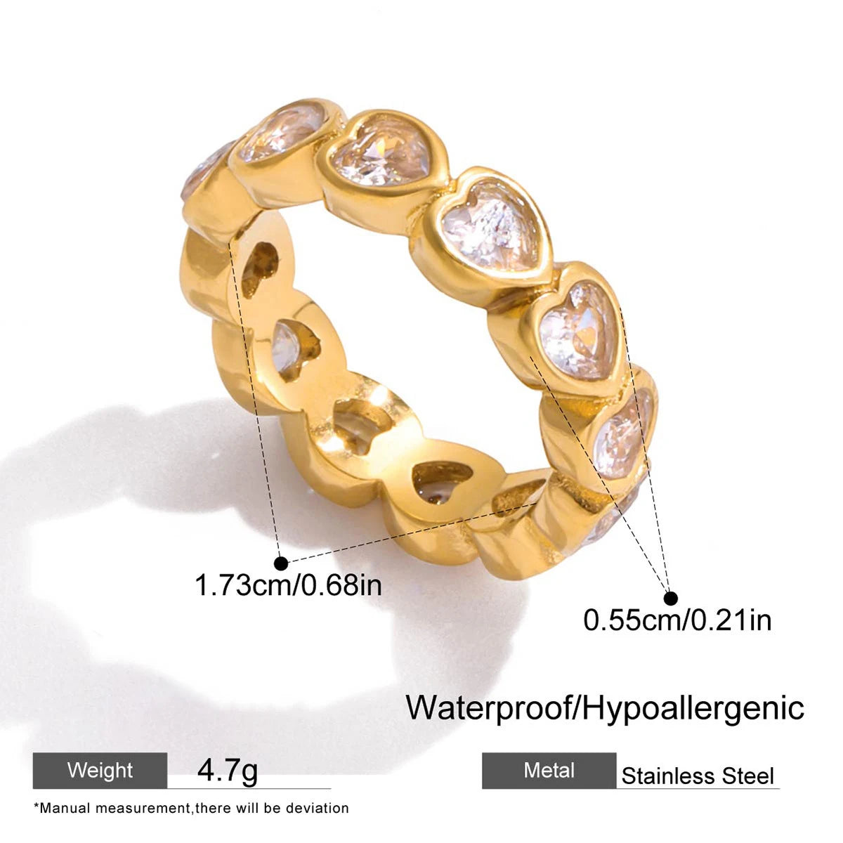 18K Gold Plated 316 Stainless Steel Pink Zircon Waterdrop Knuckle Ring Vintage