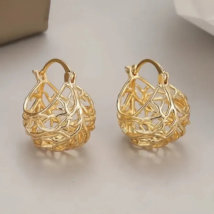 Gold Geometric Hoop Earrings for Women Girls Wedding Party Jewelry