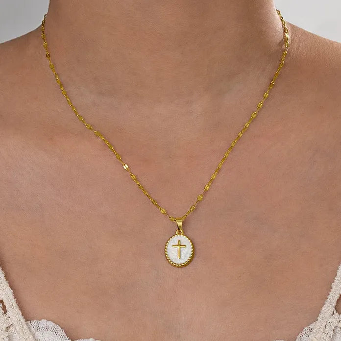 Cross Pendant Necklace for Women Girls Minimalist Geometric Charm Jewelry