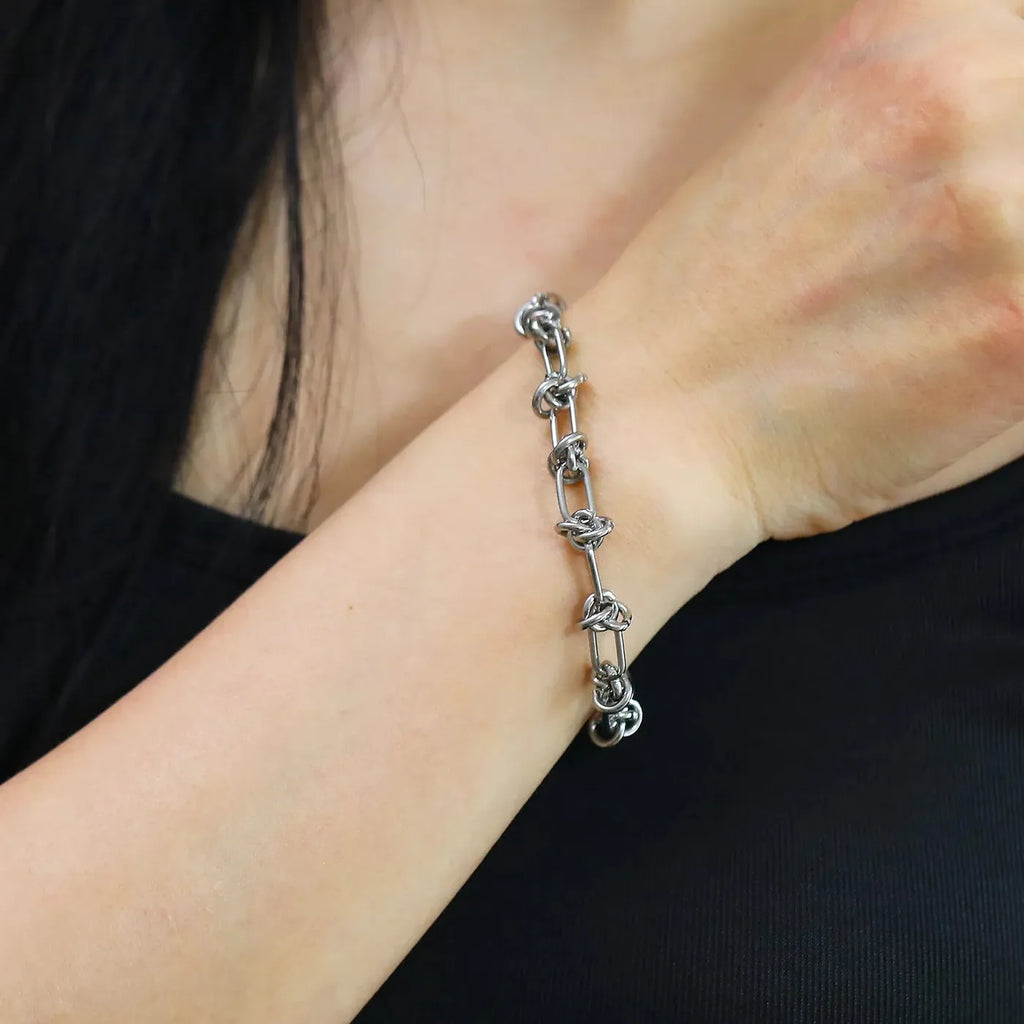 18K Gold Plated Geometric Knot Chain Bracelet Waterproof Unisex Gift Jewelry