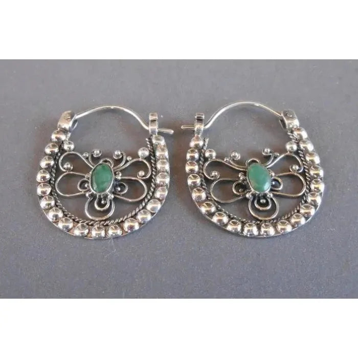 Bohemian Green Resin Inlaid Hollow Flower Drop Earrings Women's Wedding Jewelry