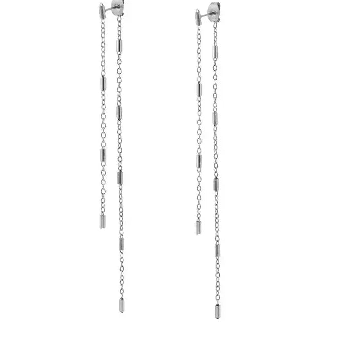 Stainless Steel Geometric O-Chain Tassel Drop Earrings for Women Jewelry