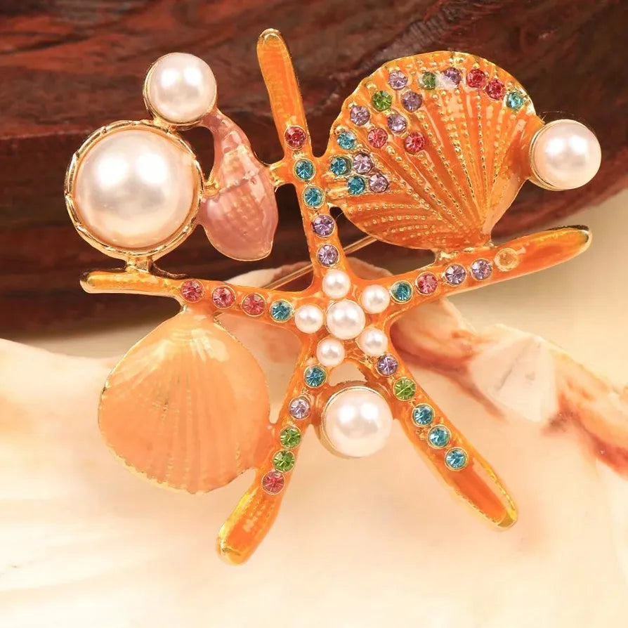 Elegant Starfish Brooch Wedding Gift for Men and Women