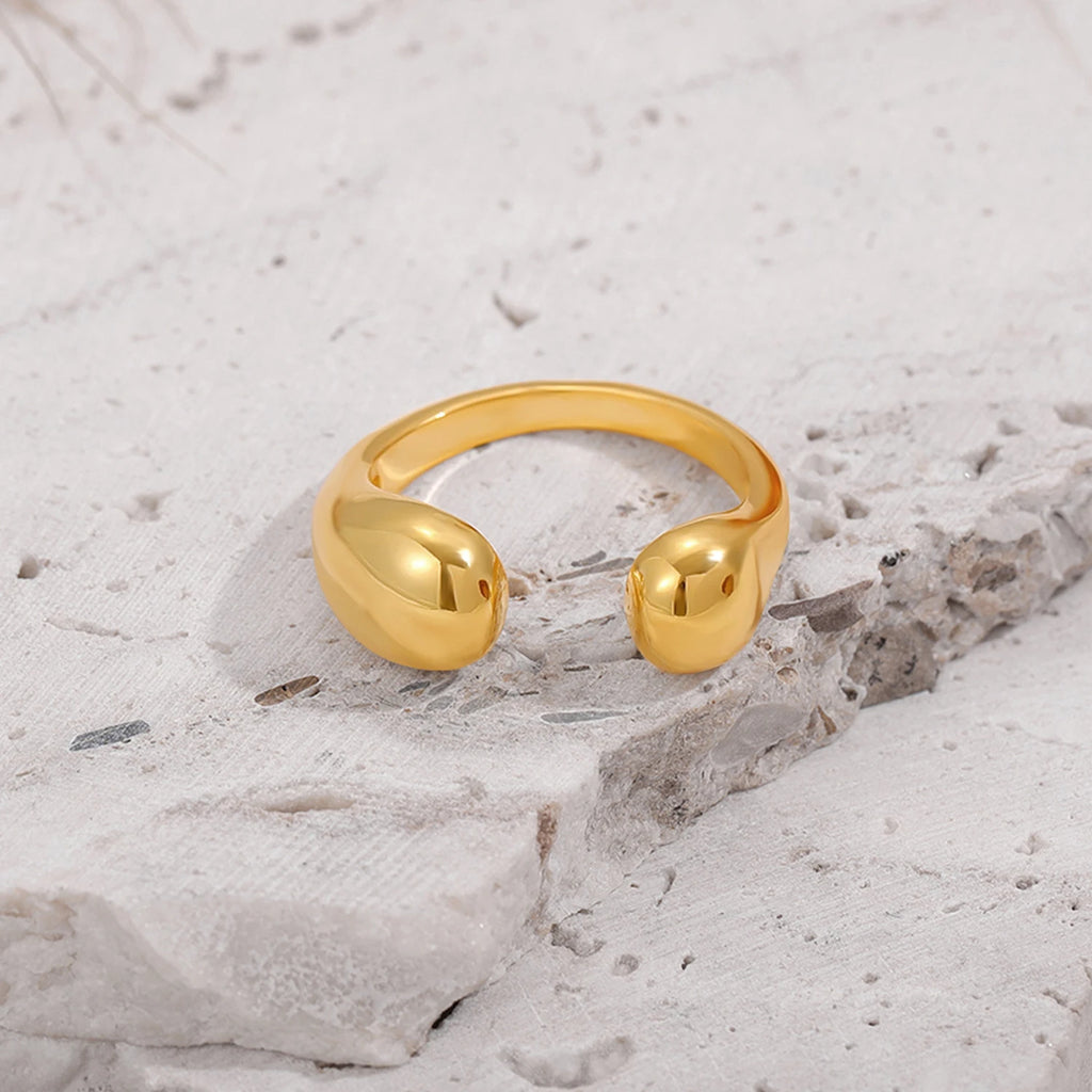 18k Gold Plated Hypoallergenic Waterproof Droplet Ring for Women Stylish Bijoux