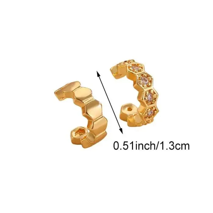 Punk Metal Geometric Hexagonal Ear Cuff Clip Earrings for Women Stylish Jewelry