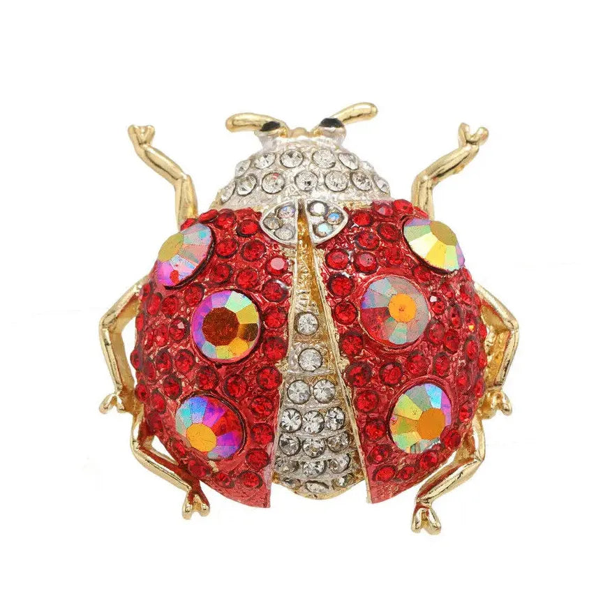 Luxury Crystal Ladybug Brooch Pin Rhinestone Insect Jewelry Gift for Women