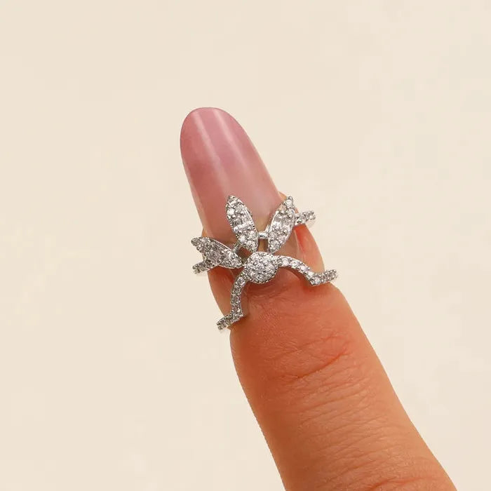 Adjustable Zircon Nail Ring for Women Retro Punk Jewelry Gift Trendy Geometric