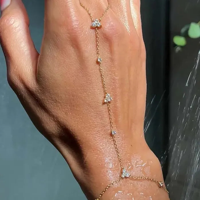 2026 Luxury Rhinestone Flower Crystal Adjustable Copper Bracelet for Women Girls
