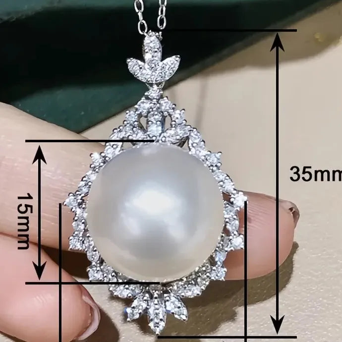Geometric Pearl Pendant Necklace CZ Copper Alloy Wedding Jewelry Gift for Women