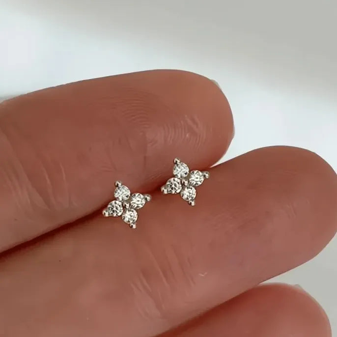 Eternity Love Heart Stud Earrings for Women Cubic Zirconia Copper Alloy Wedding Jewelry Silver Gold Color
