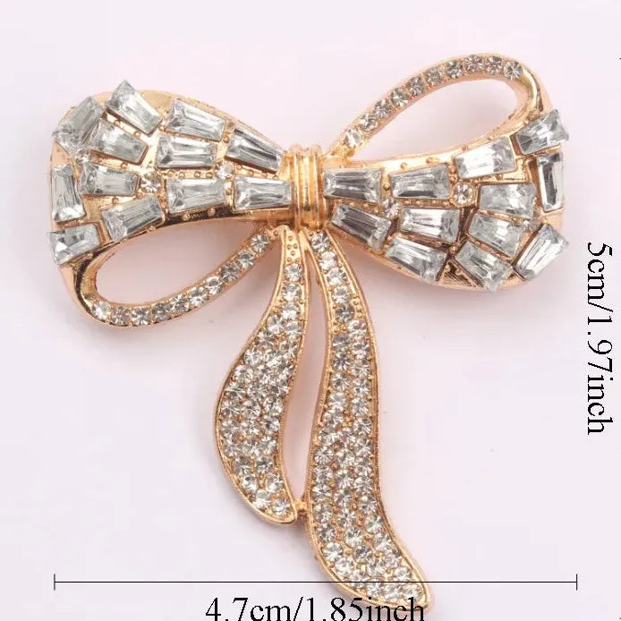 Vintage Gold Openwork Bow Brooch Elegant Jewelry Gift for Men Women