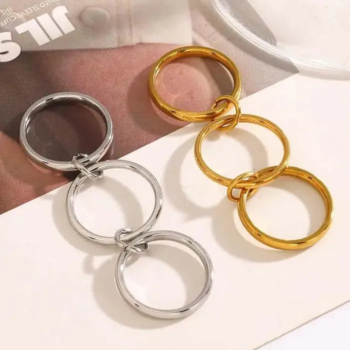 Punk Stainless Steel Multi-Layer Loop Finger Rings for Women Men Gifts Jewelry