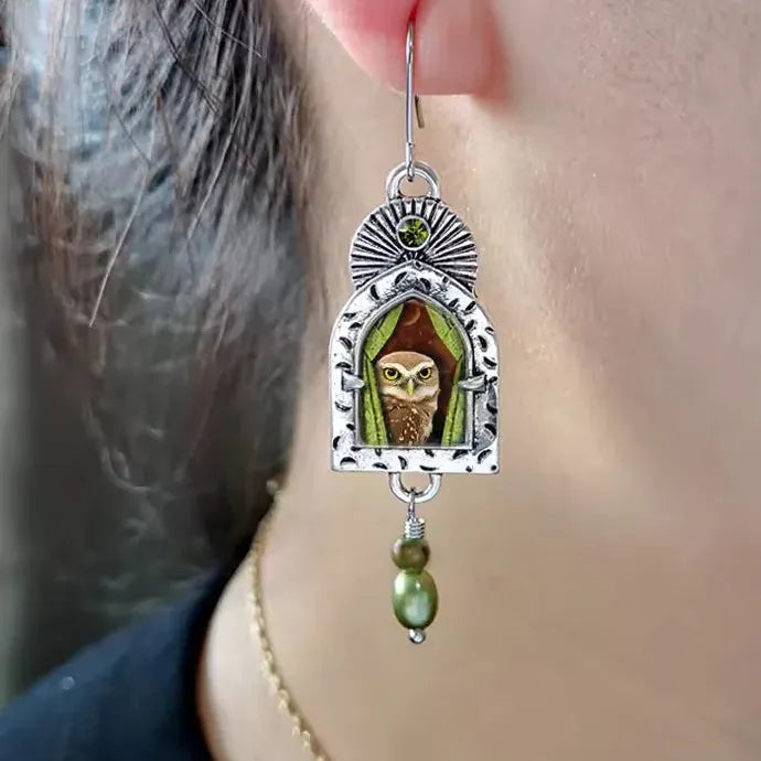 Vintage Indian Tribal Resin Pearl Geometric Bohemian Drop Pendant Earrings Women