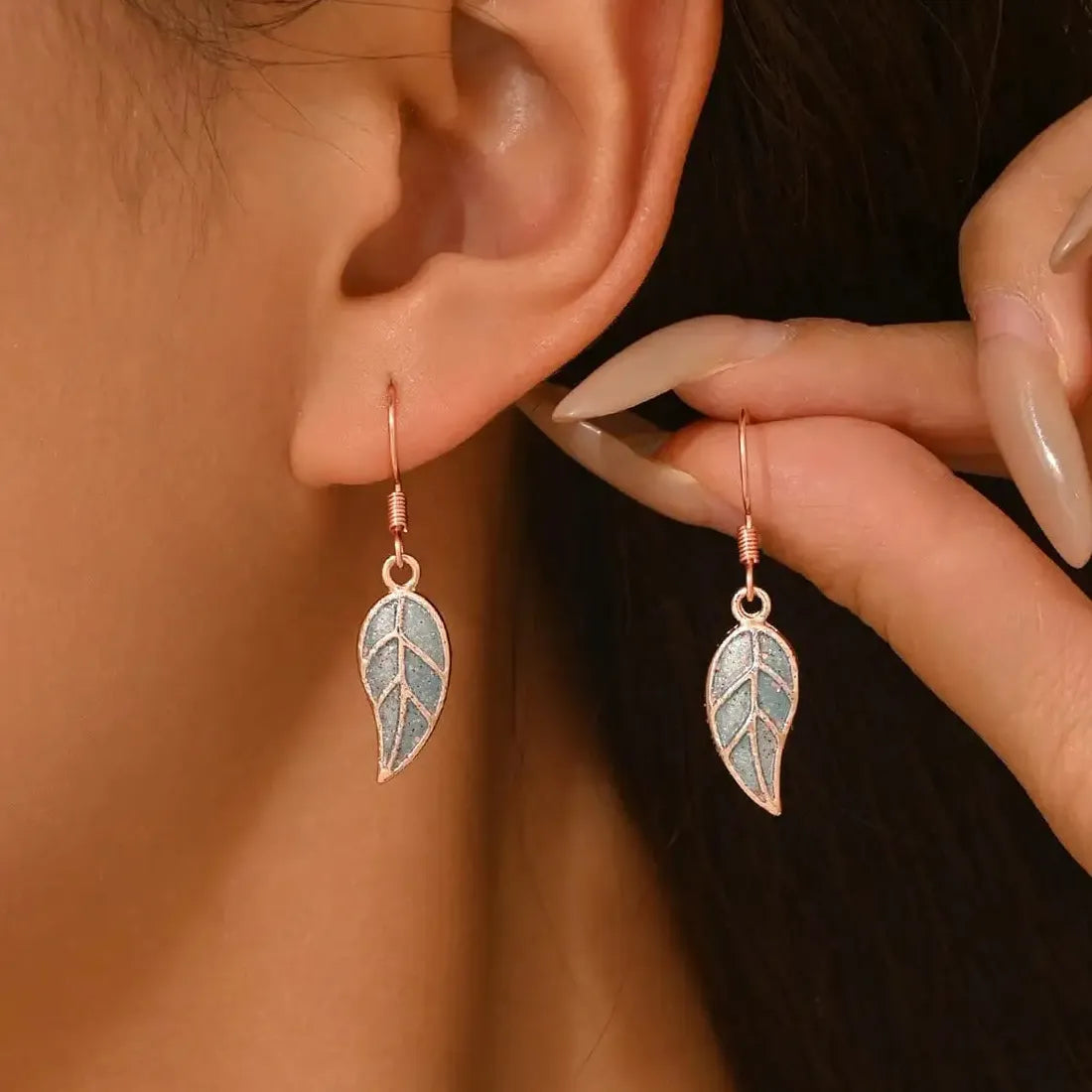Copper Vintage Bohemian Leaf Earrings for Women and Girls, Colorful Pendant Gift