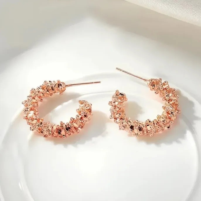 Trendy Women’s Geometric Brass Copper Alloy Hoop Earrings in 4 Colors