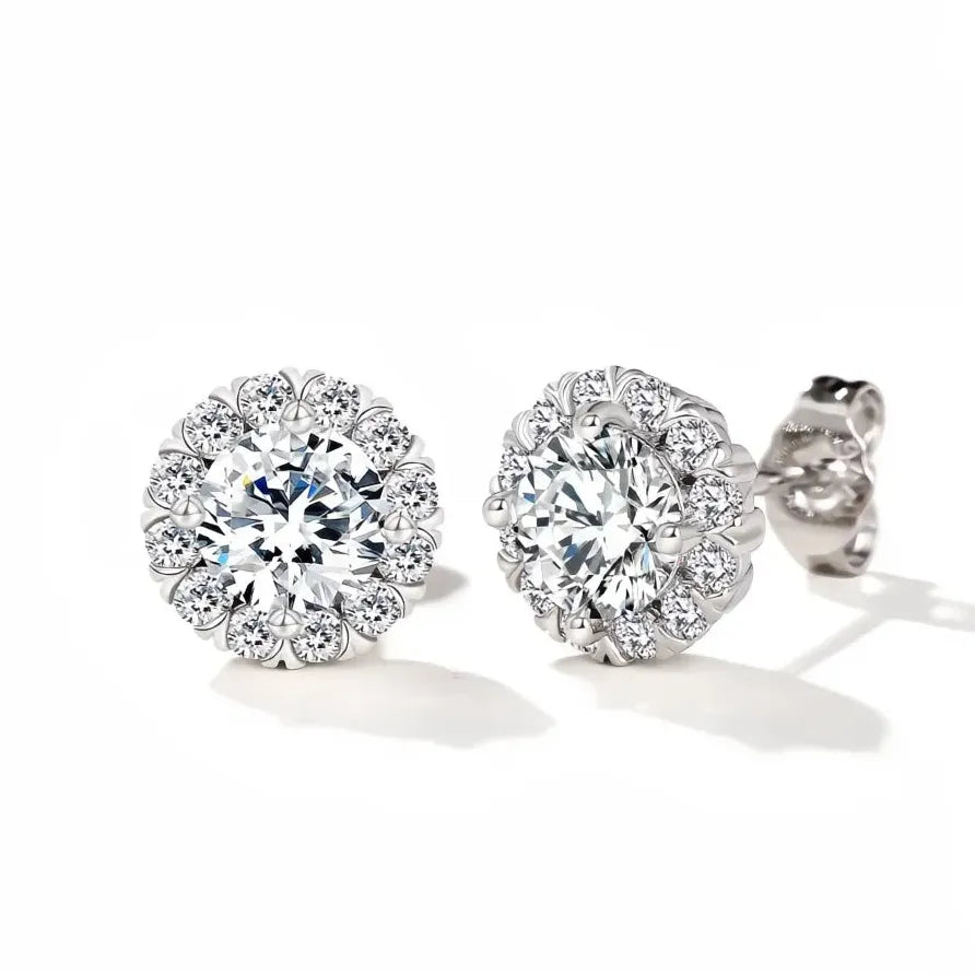 Elegant Classic AAA Cubic Zirconia Stud Earrings for Women Silver Jewelry