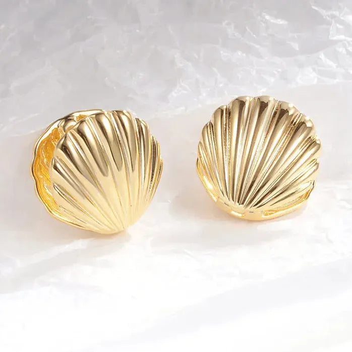 2024 Vintage Geometric Shell Earrings for Women Copper Metal Fashion Jewelry