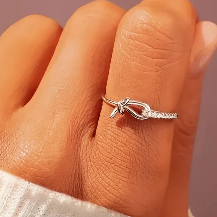 Trendy Brass Knot Cubic Zirconia Rings for Women Party Jewelry
