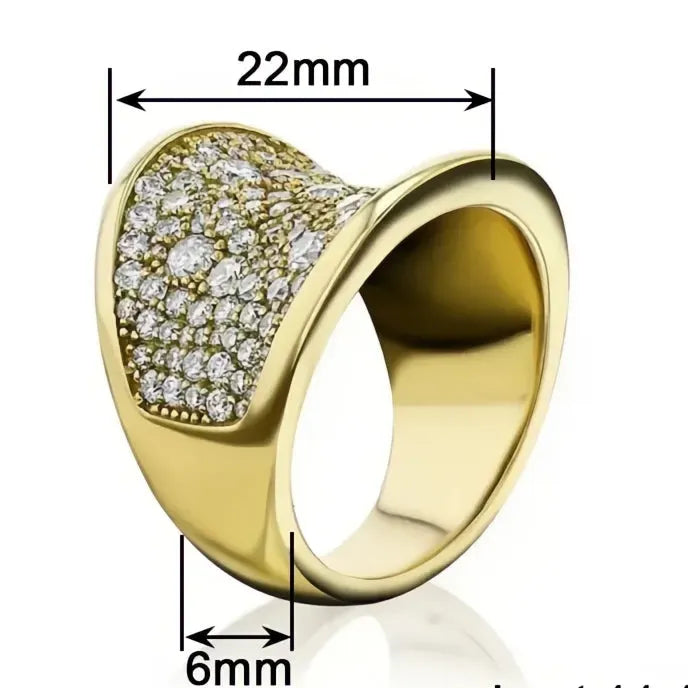 Wave Geometric Design Women’s Gold Brass Ring Luxury Party Inlaid Sparkling CZ Jewelry
