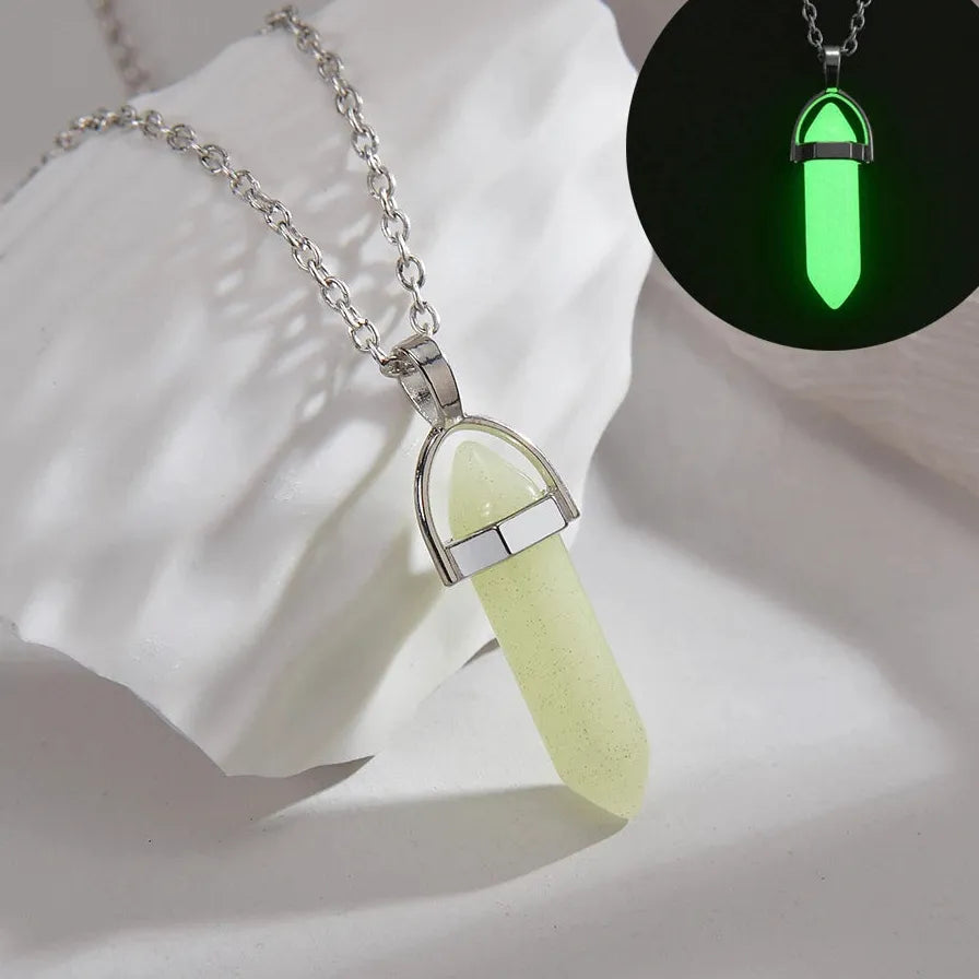 Pink Crystal Quartz Hexagonal Column Pendant Necklace for Women Jewelry